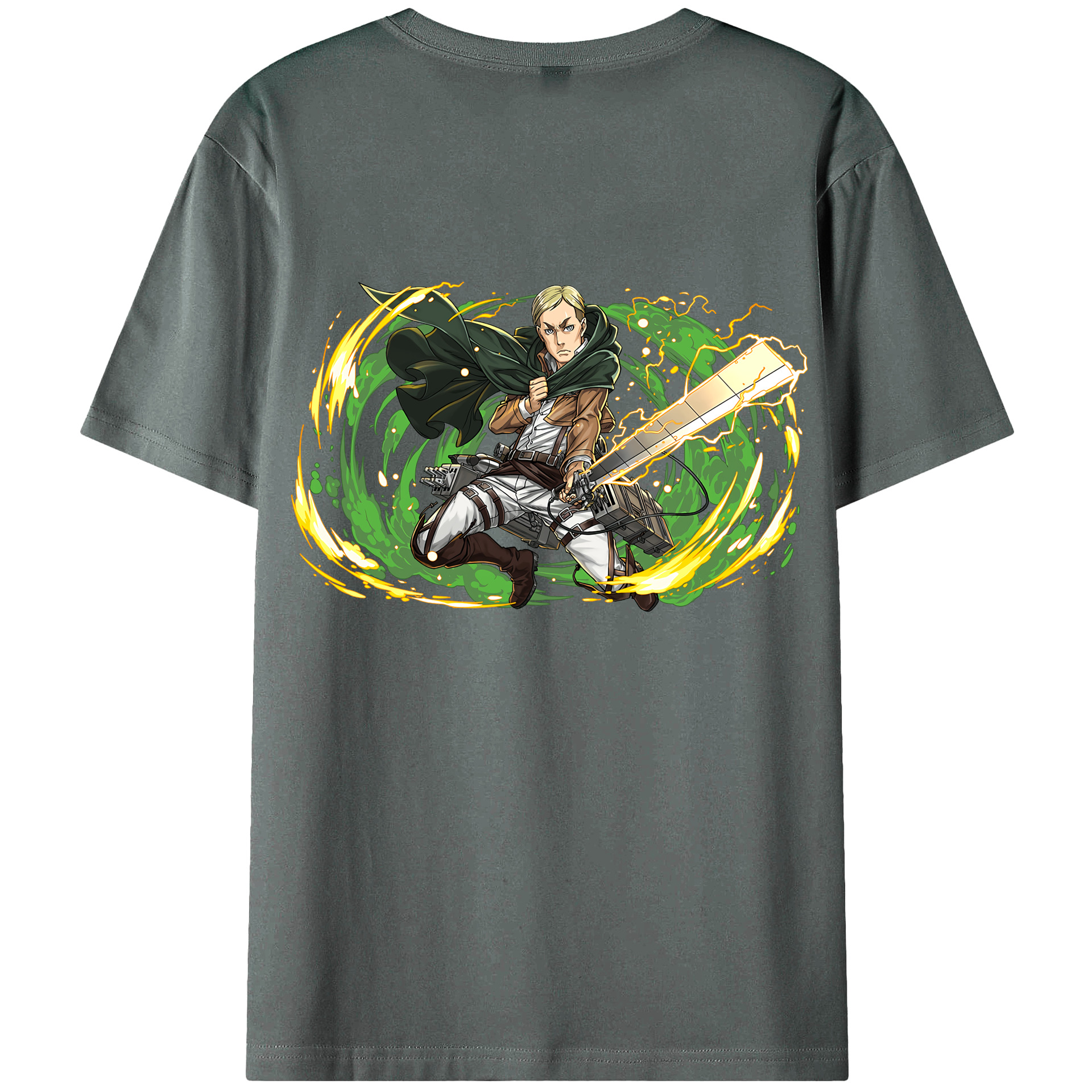 （画像用） 進撃の巨人 エルヴィン・スミス Attack on Titan Erwin Smith 綿100％ メンズ半袖Tシャツ（バックプリント） 通気性